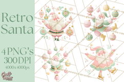 Retro Pastel Santa PNG, Mid Century Christmas Clipart Product Image 1