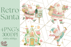 Retro Pastel Santa PNG, Mid Century Christmas Clipart Product Image 1