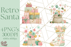 Retro Pastel Santa PNG, Mid Century Christmas Clipart Product Image 1