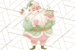 Retro Pastel Santa PNG, Mid Century Christmas Clipart Product Image 5