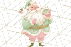 Retro Pastel Santa PNG, Mid Century Christmas Clipart Product Image 5