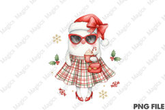 Retro Santa Girl PNG, Christmas Fashion Product Image 1