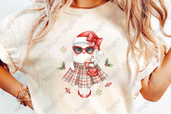 Retro Santa Girl PNG, Christmas Fashion Product Image 4