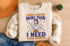 Retro Sassy Housewife PNG, I Need Coffee More Than Your Opin Product Image 4
