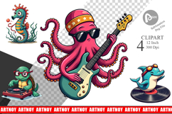 Retro Sea Critters Clipart Product Image 1