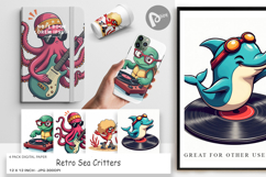 Digital Paper Retro Sea Critters Product Image 1
