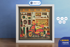 Retro Service Garage 3D Shadow box - Garage 3D Layered Paper Product Image 1