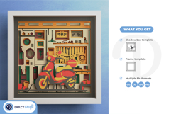 Retro Service Garage 3D Shadow box - Garage 3D Layered Paper Product Image 3