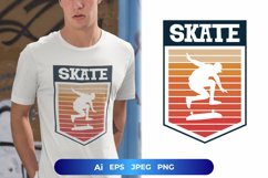 Skate, Skateboarder Illustration Retro Sublimation Design Product Image 1