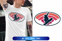 Retro Airborne Snowboarder Silhouette Sublimation Design Product Image 1