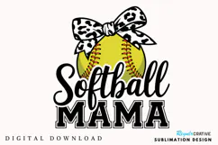 Softball Coquette Bow PNG, Softball Mama PNG Product Image 1
