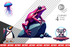 Retro Space Creatures Clipart Product Image 1