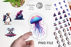 Retro Space Creatures Sticker Product Image 1