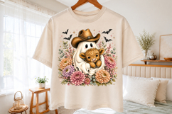 Retro Spooky Cowboy Ghost PNG Floral Western Cow Design Product Image 2
