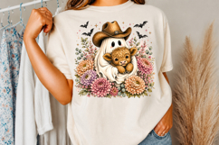 Retro Spooky Cowboy Ghost PNG Floral Western Cow Design Product Image 3