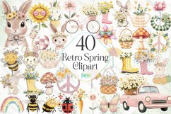 Retro Spring Sublimation Clipart Bundle Product Image 1