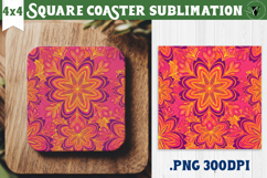 Vintage vibe Square Coasters | Retro psychedelic pattern Product Image 1