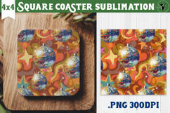 Vintage vibe Square Coasters | Retro psychedelic pattern Product Image 1