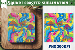 Vintage vibe Square Coasters | Retro psychedelic pattern Product Image 1