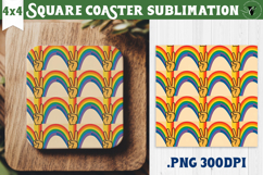 Vintage vibe Square Coasters | Retro psychedelic pattern Product Image 1