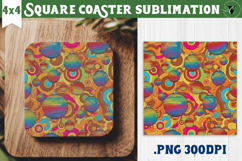 Vintage vibe Square Coasters | Retro psychedelic pattern Product Image 1