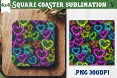 Vintage vibe Square Coasters | 90s graffiti style and neon Product Image 1