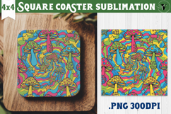 Vintage vibe Square Coasters | Retro psychedelic pattern Product Image 1