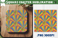 Vintage vibe Square Coasters | Retro psychedelic pattern Product Image 1