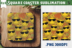 Vintage vibe Square Coasters | Retro psychedelic pattern Product Image 1