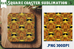 Vintage vibe Square Coasters | Retro psychedelic pattern Product Image 1