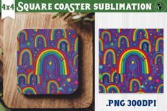 Vintage vibe Square Coasters | Retro psychedelic pattern Product Image 1