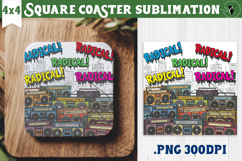 Vintage vibe Square Coasters | 90s graffiti style and neon Product Image 1