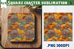 Vintage vibe Square Coasters | Retro psychedelic pattern Product Image 1