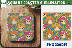 Vintage vibe Square Coasters | Retro psychedelic pattern Product Image 1