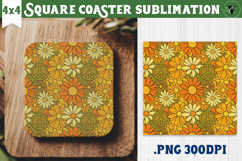 Vintage vibe Square Coasters | Retro psychedelic pattern Product Image 1