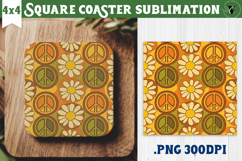 Vintage vibe Square Coasters | Retro psychedelic pattern Product Image 1