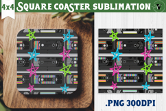 Vintage vibe Square Coasters | 90s graffiti style and neon Product Image 1