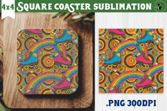 Vintage vibe Square Coasters | Retro psychedelic pattern Product Image 1
