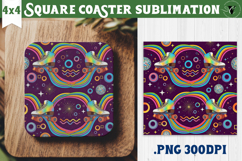 Vintage vibe Square Coasters | Retro psychedelic pattern Product Image 1