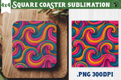 Vintage vibe Square Coasters | Retro psychedelic pattern Product Image 1
