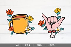 Cute Funny Retro Sticker Set Product Image 2