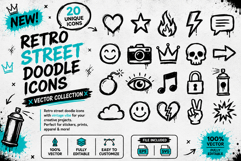 Retro Street Doodle Icons Vector Collection Product Image 1