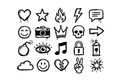 Retro Street Doodle Icons Vector Collection Product Image 2