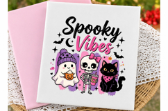 Retro Striped Halloween Cute Boo Ghost PNG Product Image 2