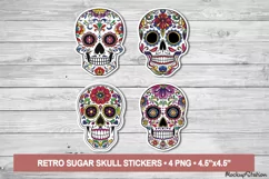 Sugar Skull Stickers | Day of the Dead Printable PNG Designs Product Image 1