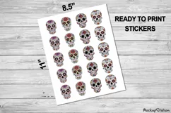 Sugar Skull Stickers | Day of the Dead Printable PNG Designs Product Image 2