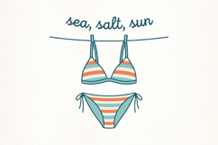 Retro Summer PNG Beach Bikini Doodle Product Image 1