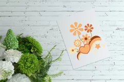 Hippie Flowers SVG Groovy Design with Heart and Stars, Retro Summer PNG Illustration for Cricut and Silhouette Cutting Machines