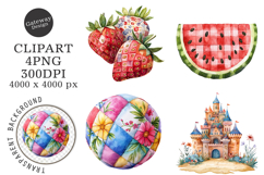 Retro Summer Strawberry Patchwork PNG Product Image 1