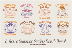 Retro Summer Surfing Beach T-shirt Design Bundle Product Image 1
